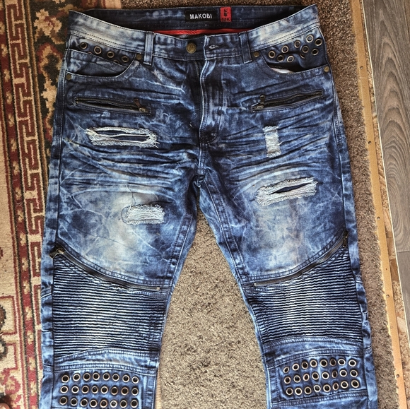 HOST PICK๐๐MAKOBI MK never worn distressed designer mens jeans ๐ sz36x34 - Picture 5 of 13